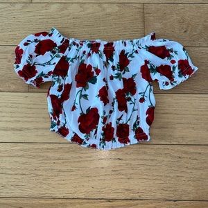 Off the shoulder rose crop top